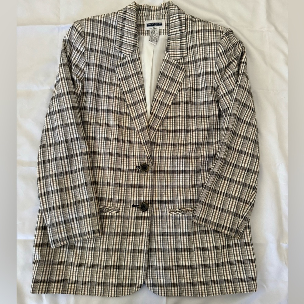 Prophecy by Sag Harbor Women Sz 8 Blazer Jacket Single Breast Plaid